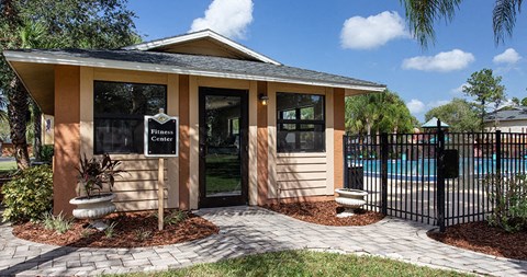 Exterior views of the fitness center at The Reserves of Melbourne Apartment Homes in Melbourne, FL